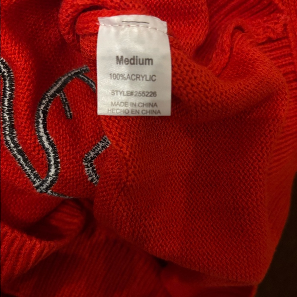 Poof! Merry Christmas Dog Festive Red Knit Sweater - Picture 5 of 6